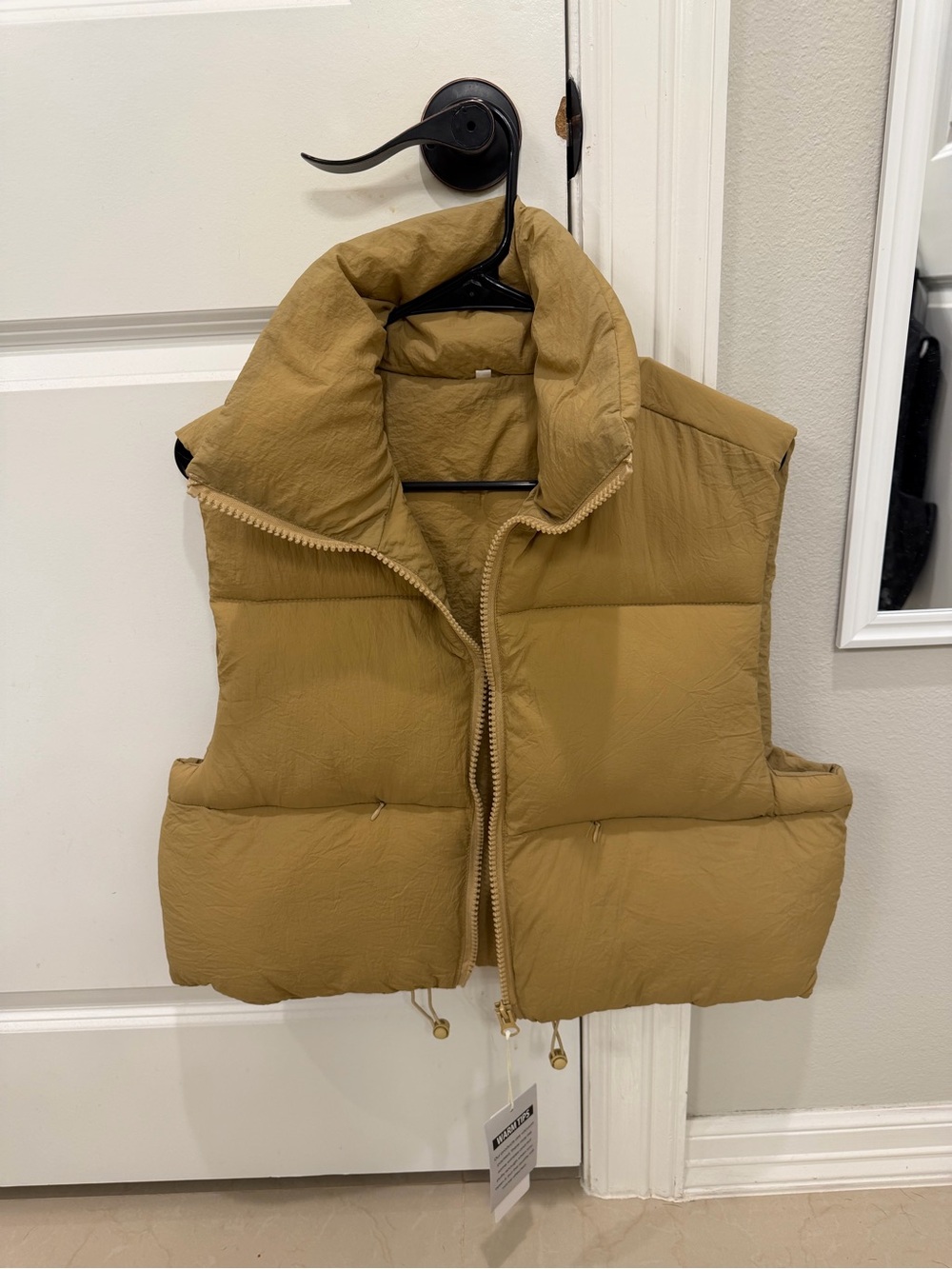 Two Women’s Puffer Vests - Tan & Black